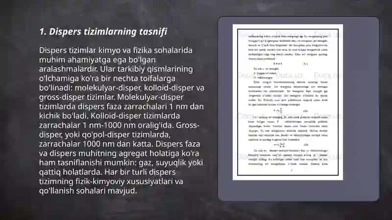 Dispers tizimlarning tasnifi 3