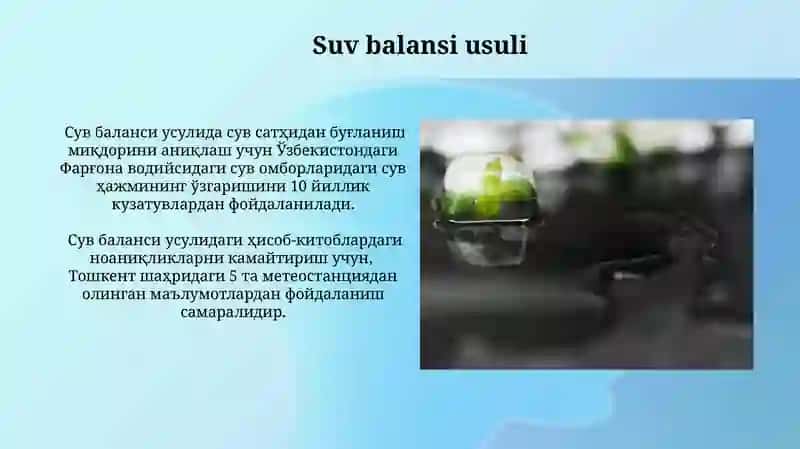 Suv balansi usuli 3