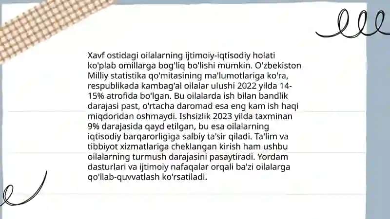 Xavf ostidagi oilalarning oʻziga xos xususiyatlari 3
