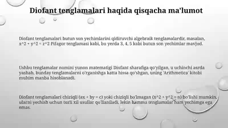 Baʼzi klassik diafant tenglamalar 3
