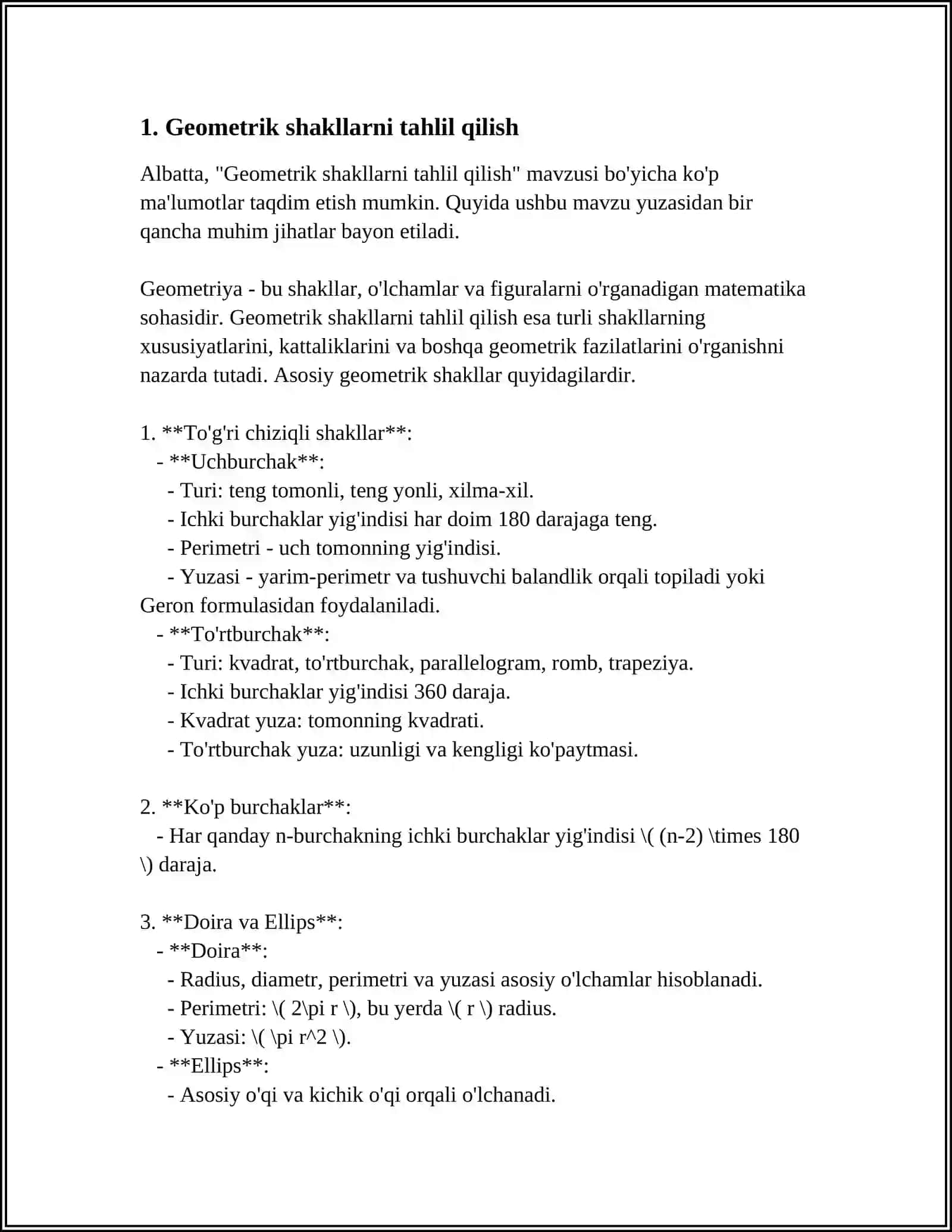 Geometrik shakllarni tahlil qilish 3