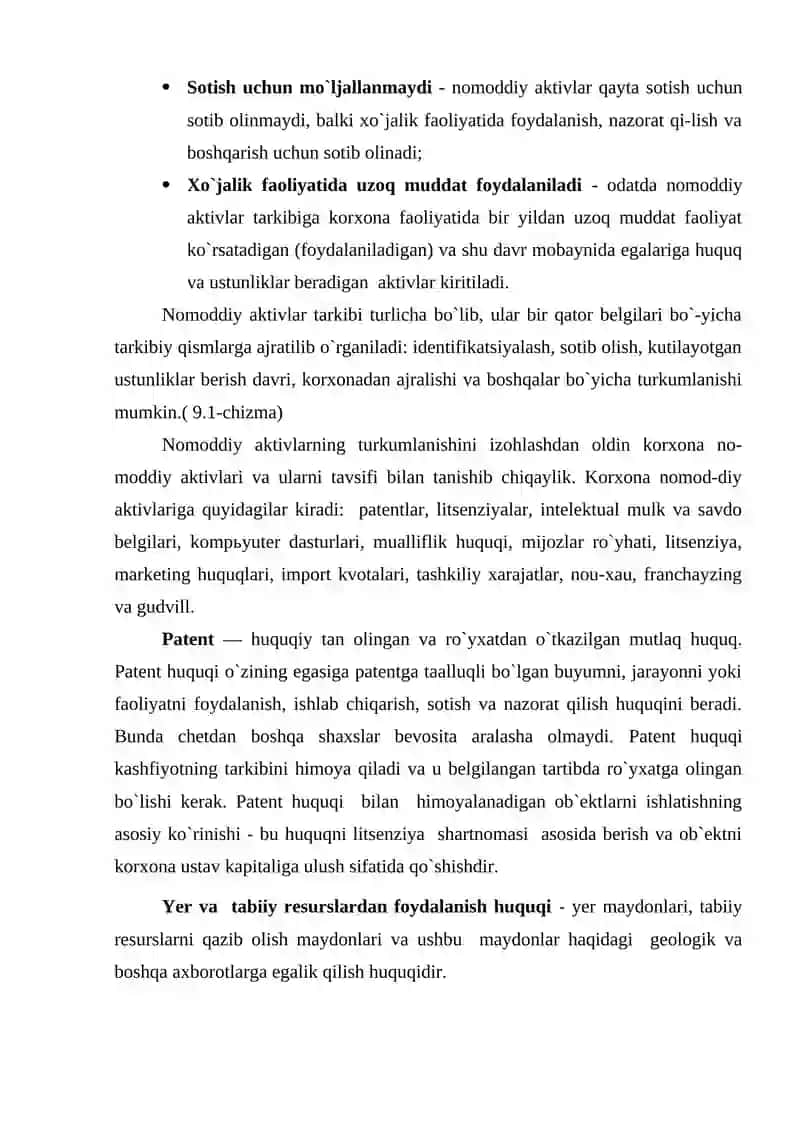 Nomoddiy aktivlar va ularni tasniflash 3