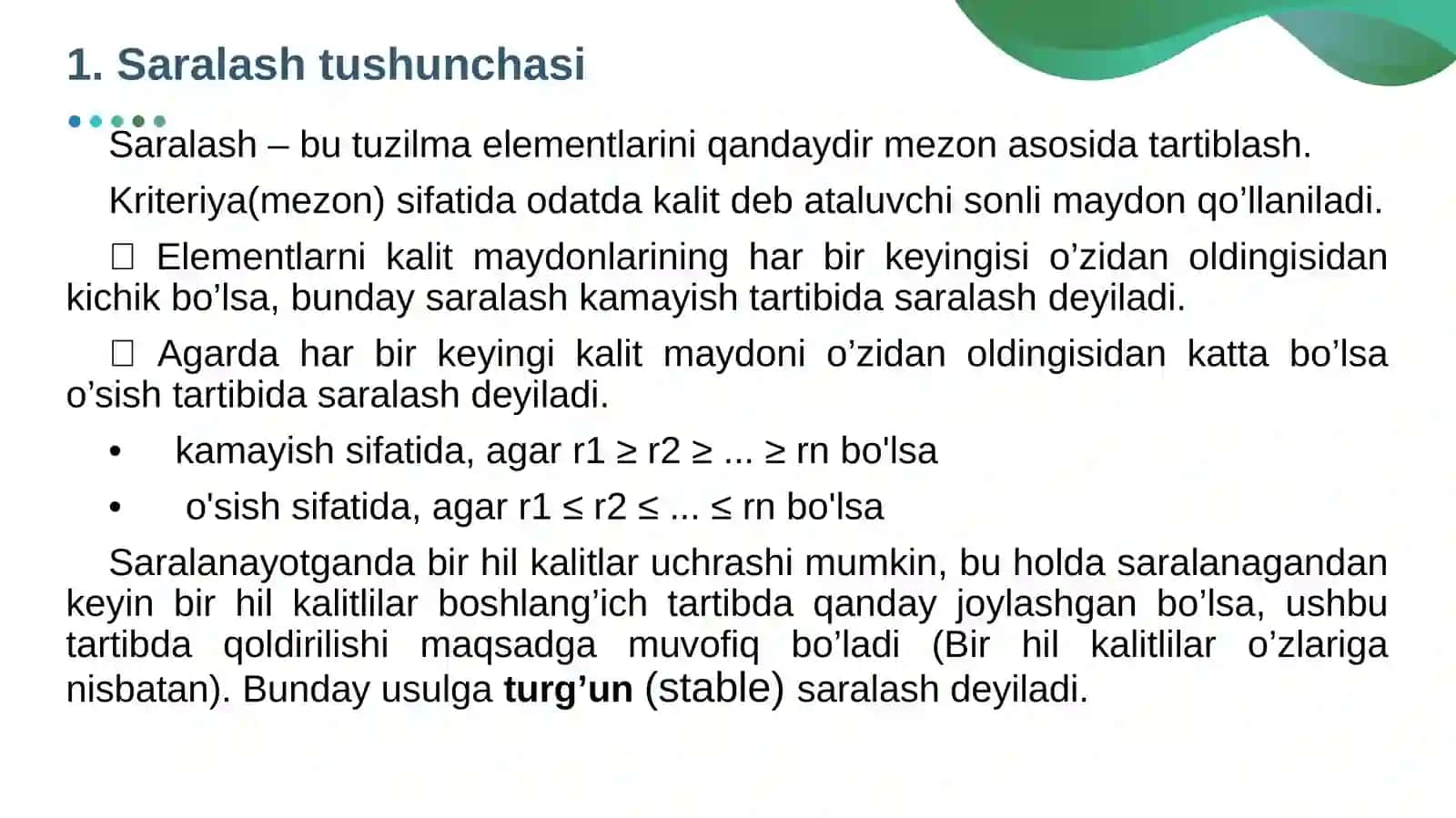 QIDIRUV VA SARALASH ALGORITMLARI 3