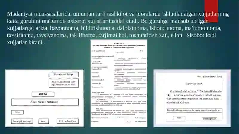 Ma'lumot-axborot xujjatlari va xizmat yozishmalari 3