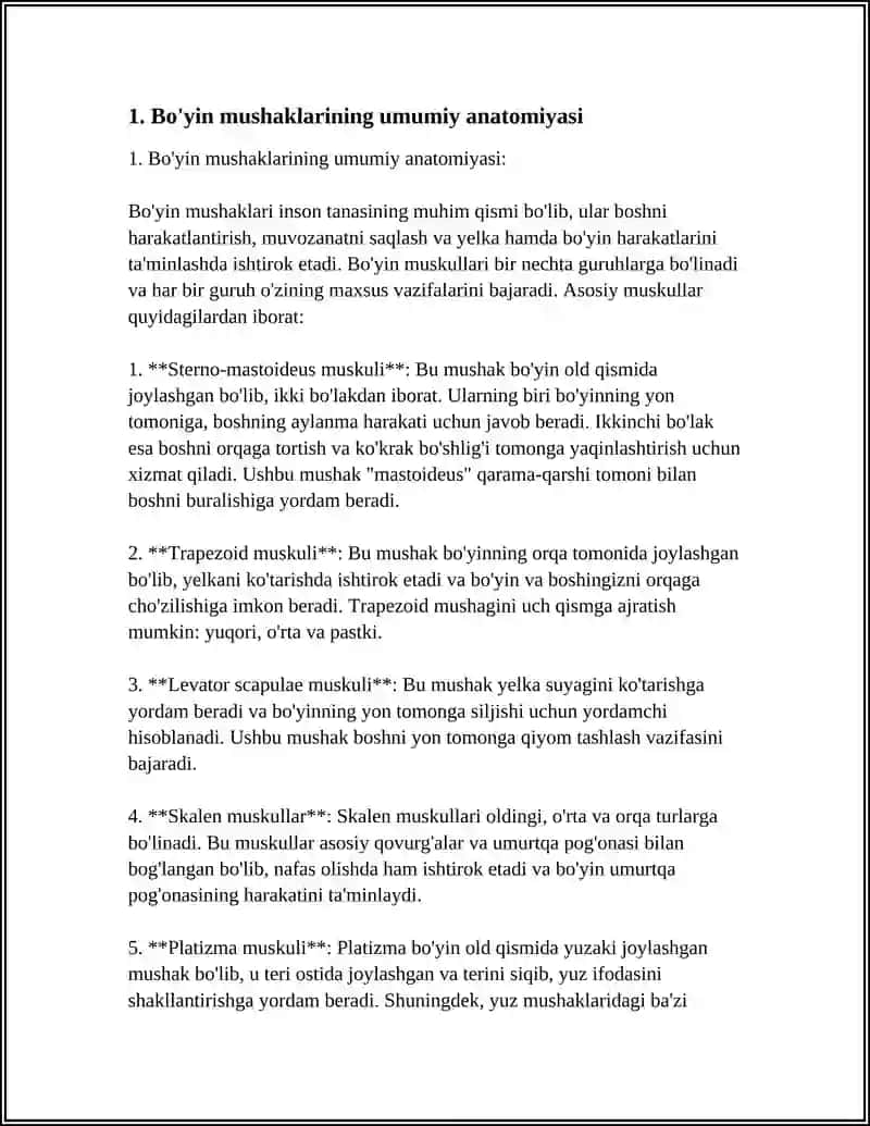 Bo'yin Mushaklari Referat 3