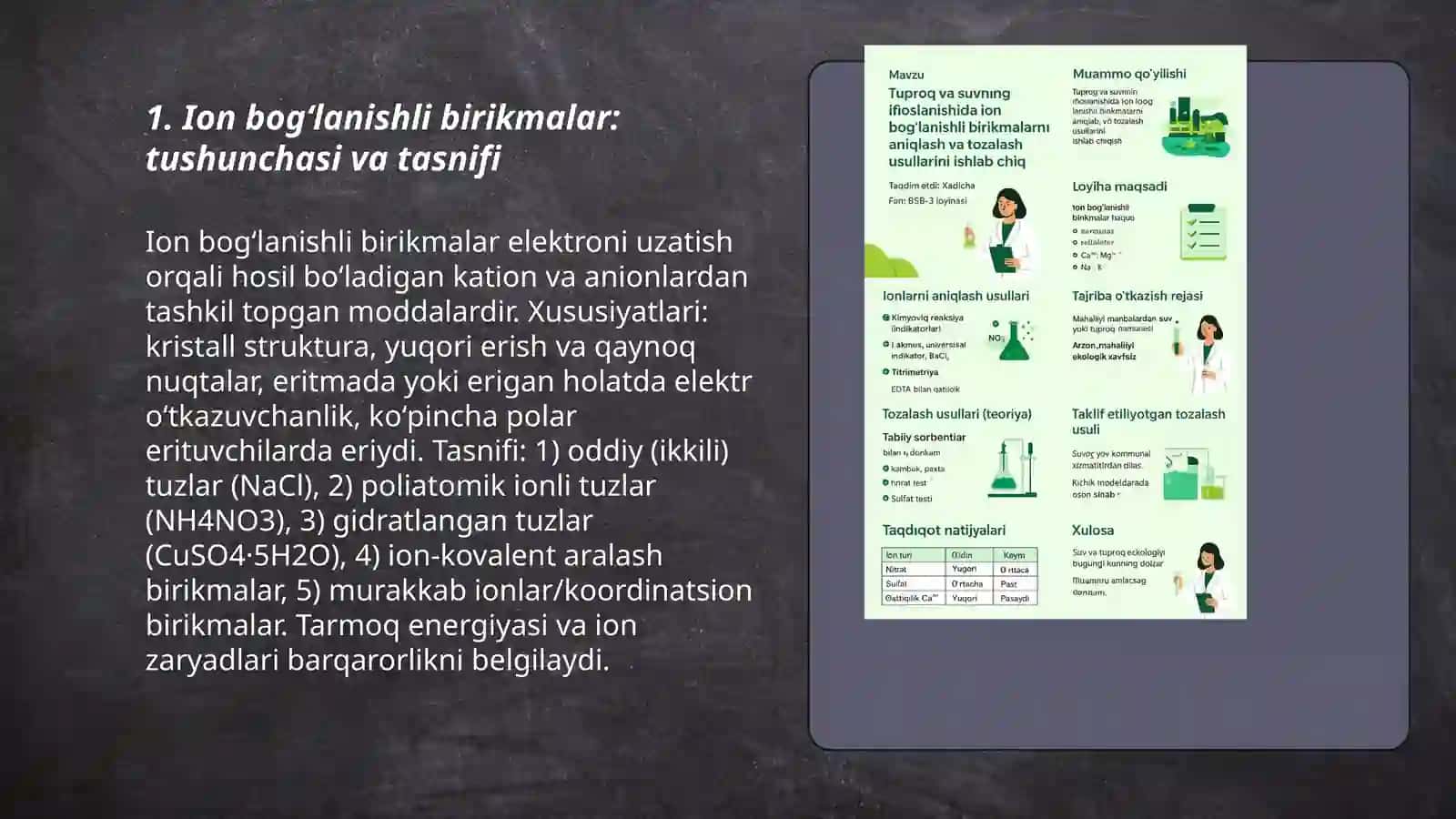 Turpoq va Suvdagi Ion Bog'lanishli Birikmalar 3