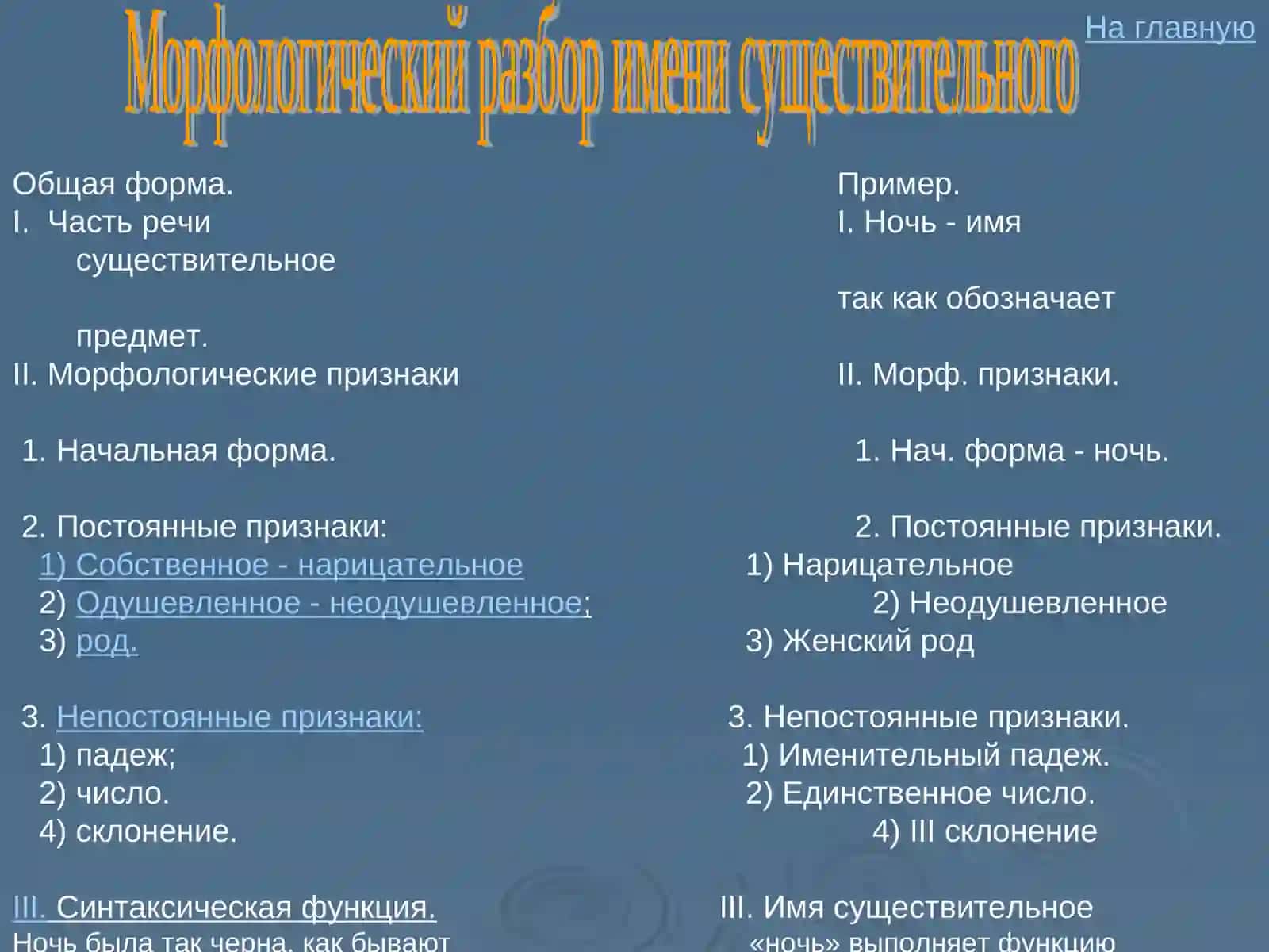 Морфологический разбор имени существительного 3