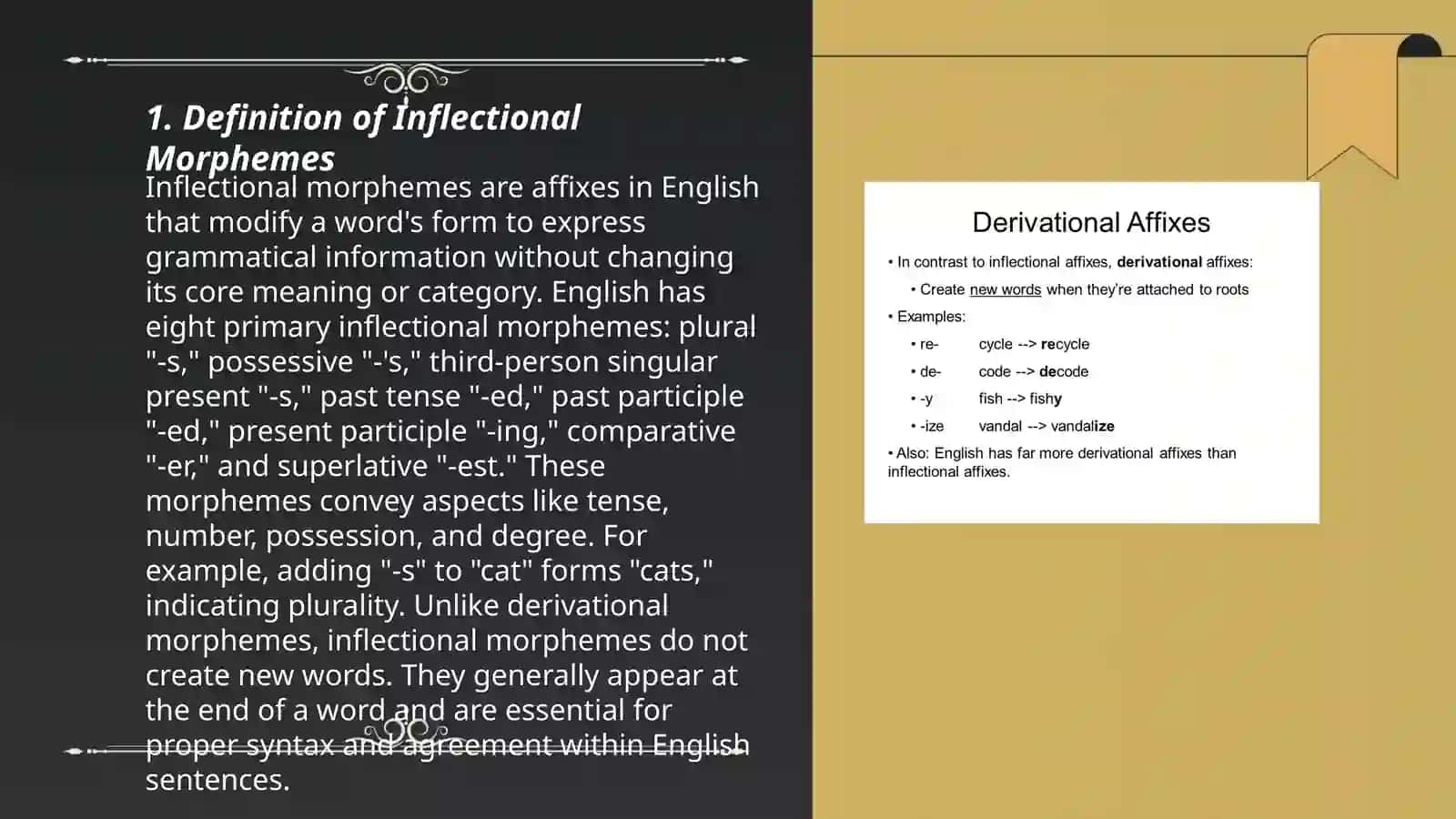 Inflectional and derivational morphemes 3