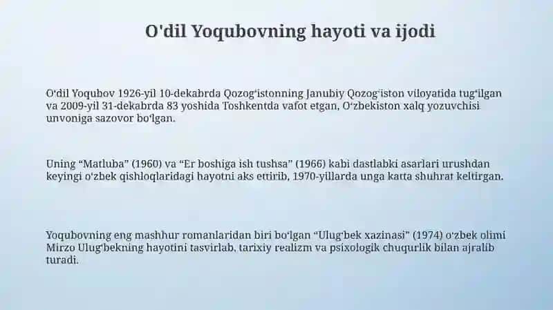 Odil Yoqubovning Yaxshilikhikoyasi 3