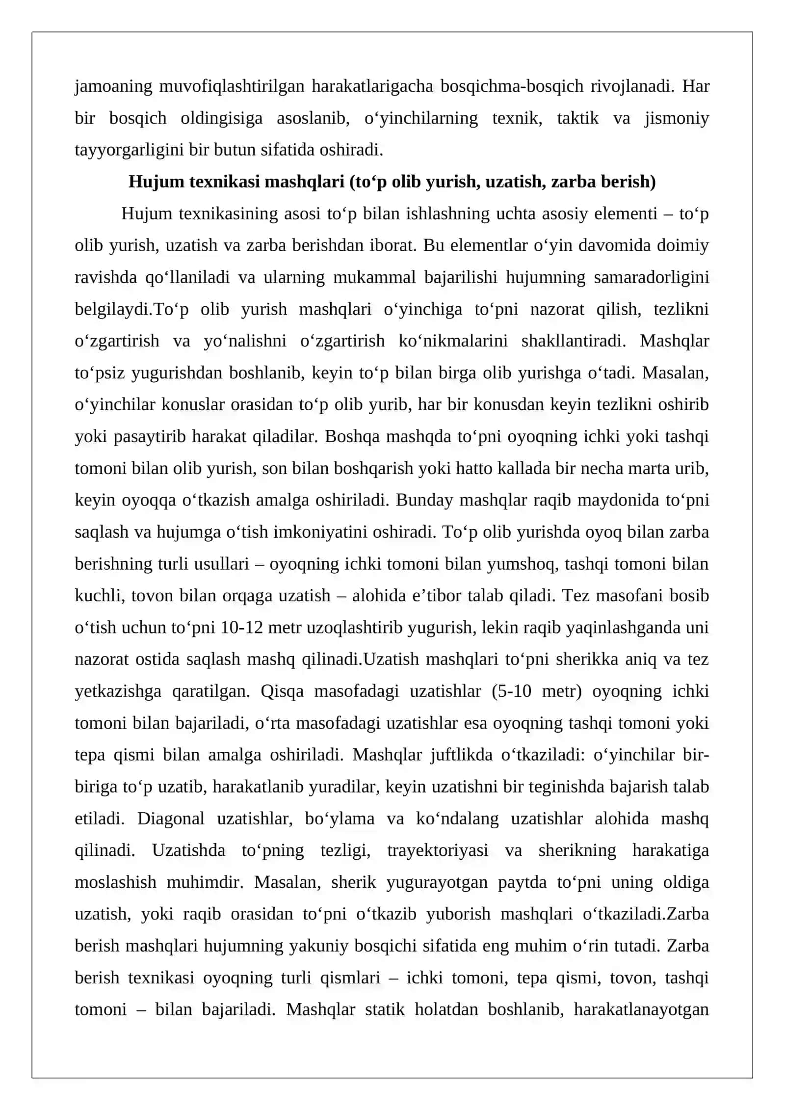 Hujum va himoya vazifalari uchun mashqlar 3