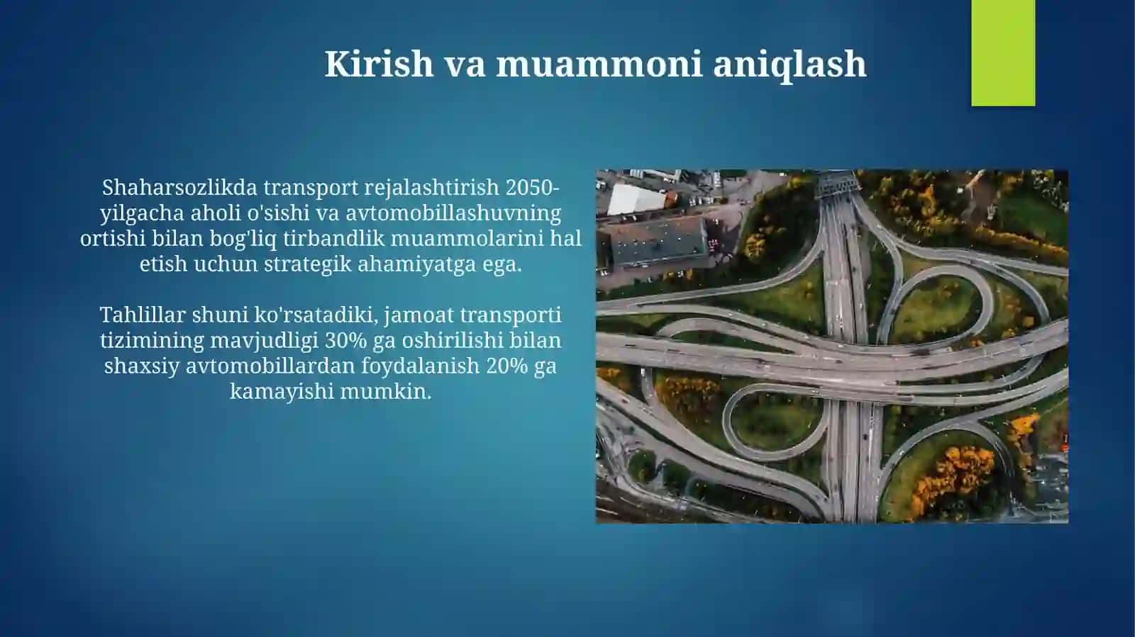 Yoʻl harakatini rejalashtirish va baholash 3