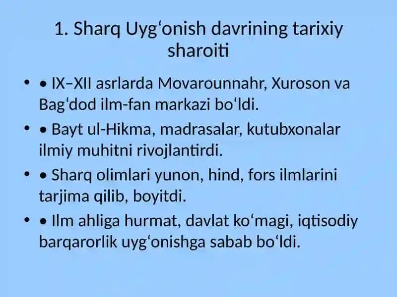 Sharq uyg‘onishdavrida(1-Renessans)ilm-fan va pedagik fikrlar 3