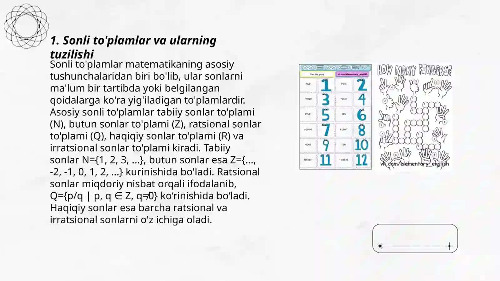 Sonli to'plamlar va ularning tuzilishi 3