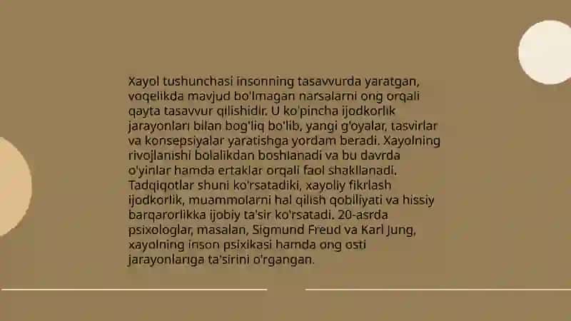 Xayol haqida tushuncha 3