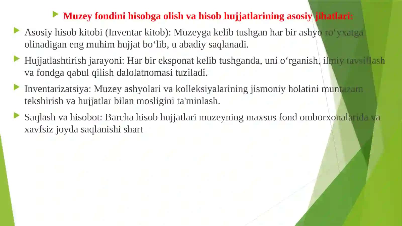 Muzey fondini hisobga olish va hisob hujjatlari 3