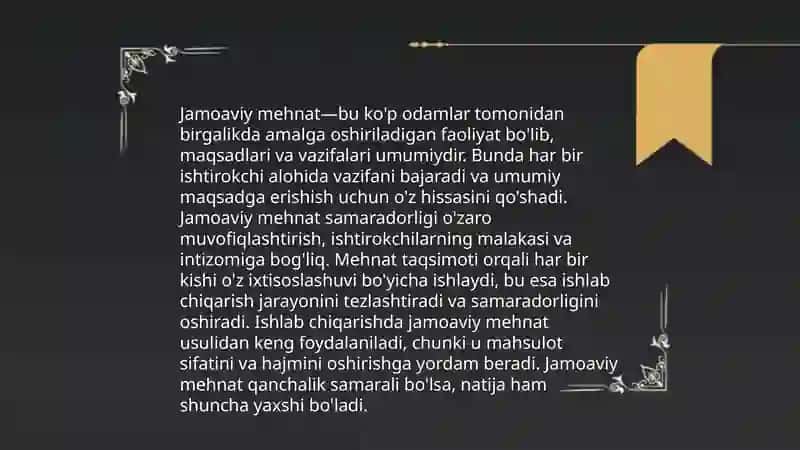Jamoaviy mehnat 3
