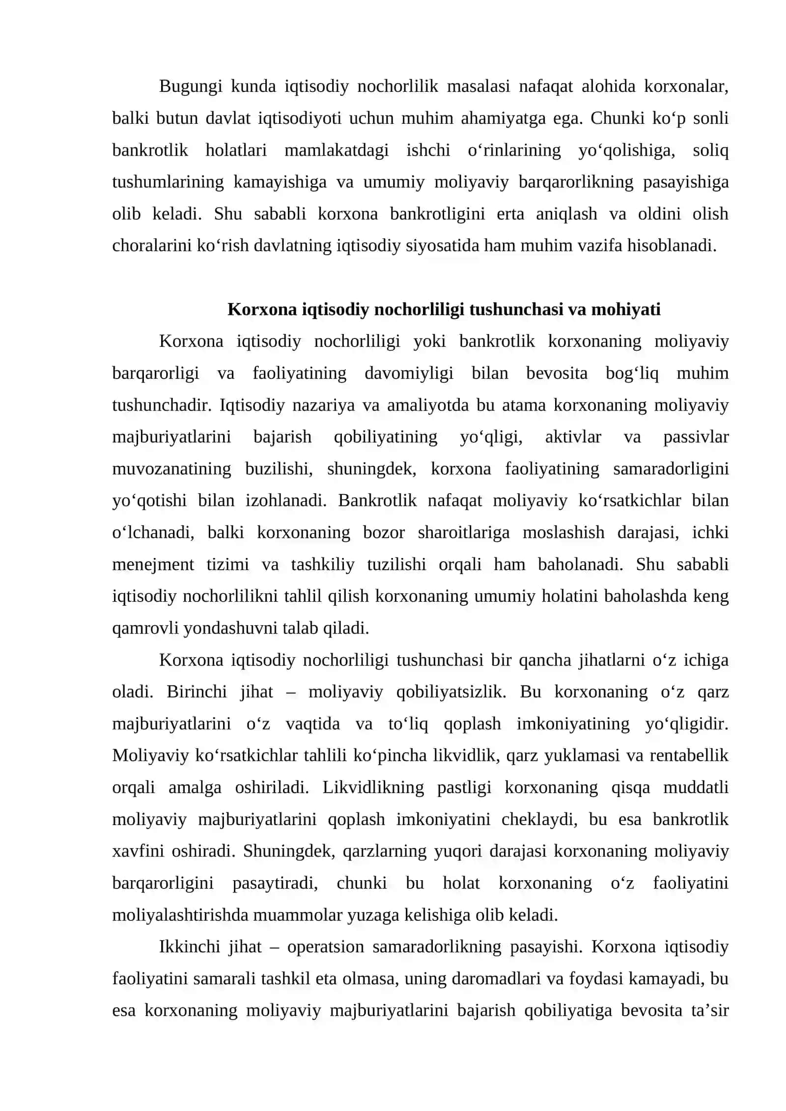 Korxona iqtisodiy nochorliligi (bankrotligi) ni baholash 3