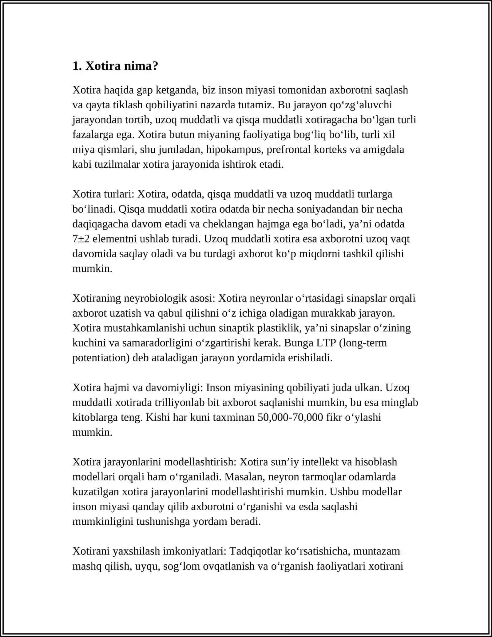 XOTIRA HAQIDA UMUMIY TUSHUNCHA 3