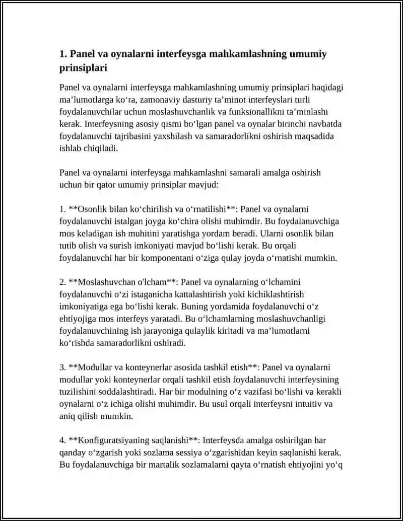 PANEL VA OYNALARNI INTRFESGA MAHKAMLASH. FORMULA VA FUNKSIYALARNI YARATISH 3
