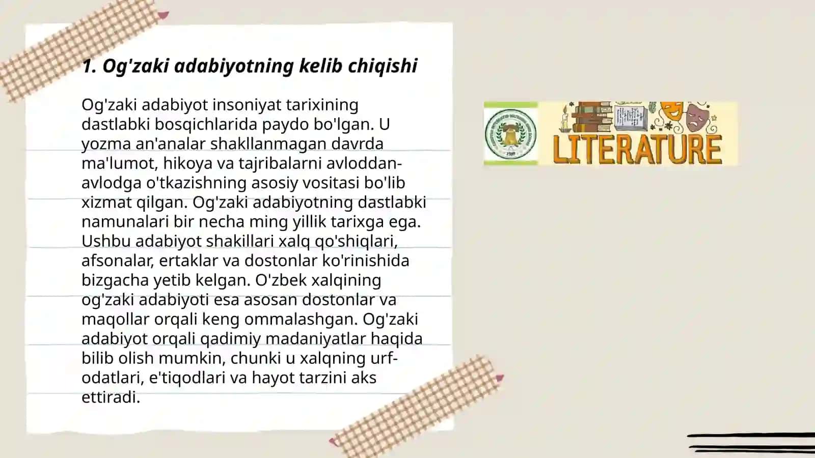 Og'zaki adabiyotning kelib chiqishi 3