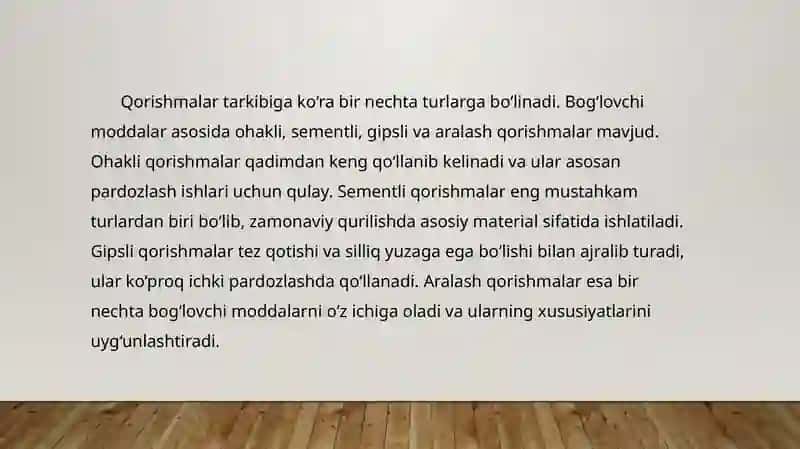 Qorishmalar - qurilish madaniyati osishining muhim omili 3
