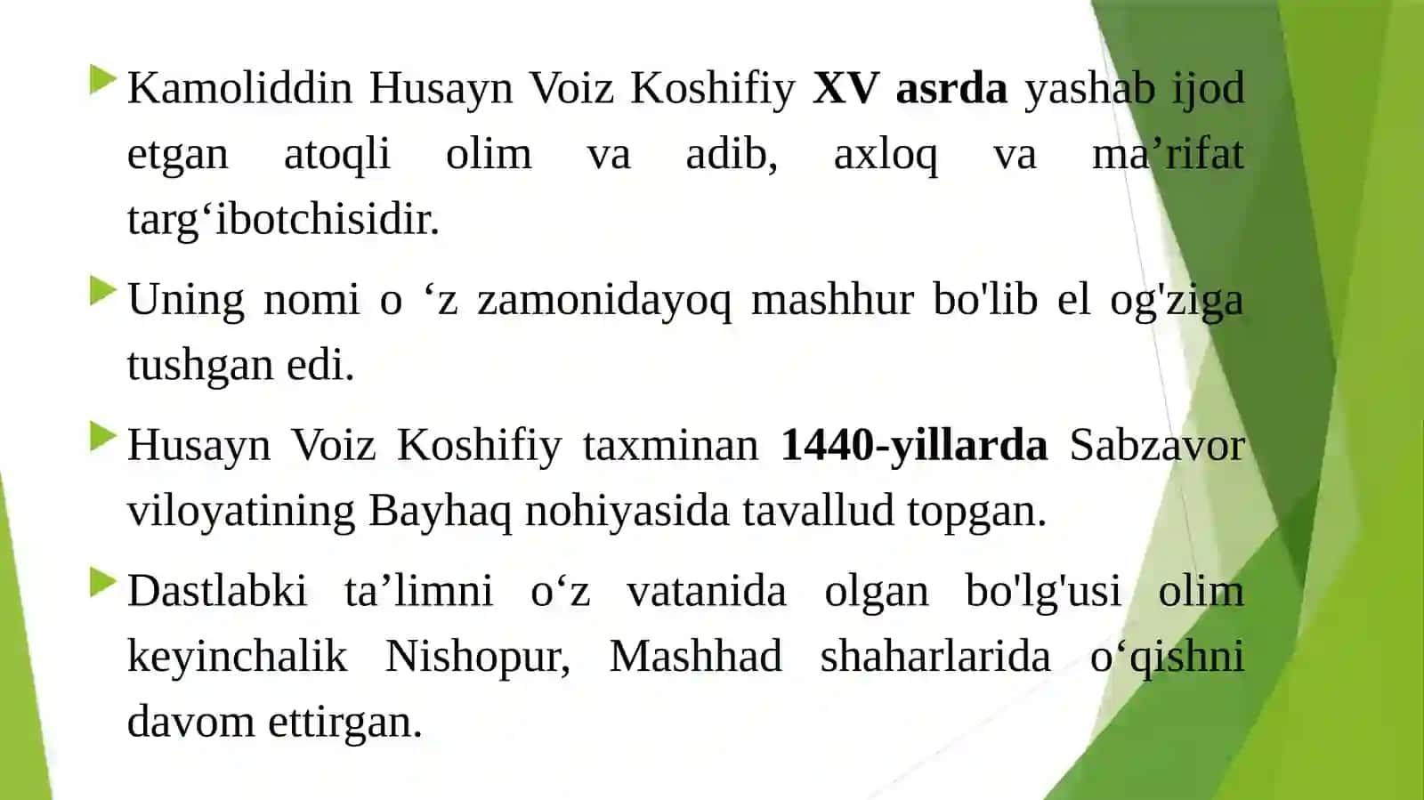HUSAYN VOIZ KOSHIFIYNING HAYOTI VA IJODI 3