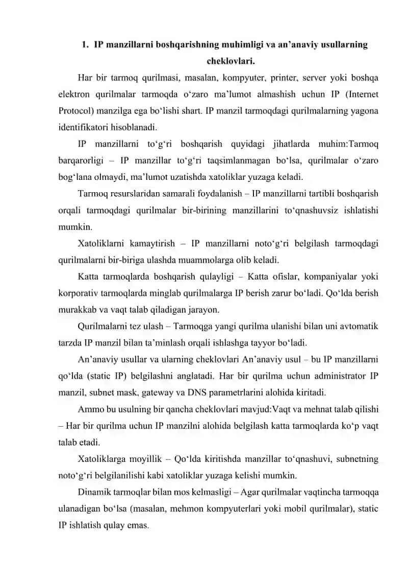DHCP PROTOKOLI IP MANZILLARNI AVTOMATIK TAQSIMLASH JARAYONI 3