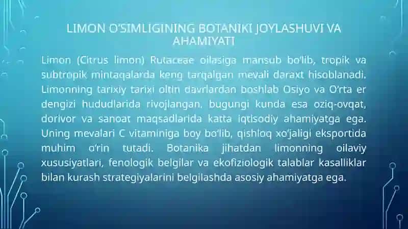 Limon òsimligi kasalliklari va zararkunandalari 3