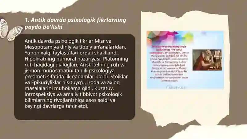 Psixologik fikrlarning rivojlanish tarixi 3