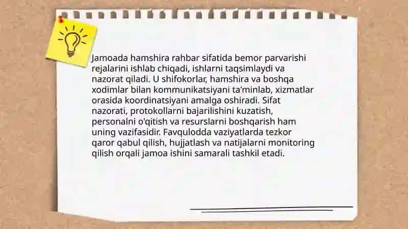 Jamoada hamshiralik ishini tashkil etishda hamshiraning orni 3