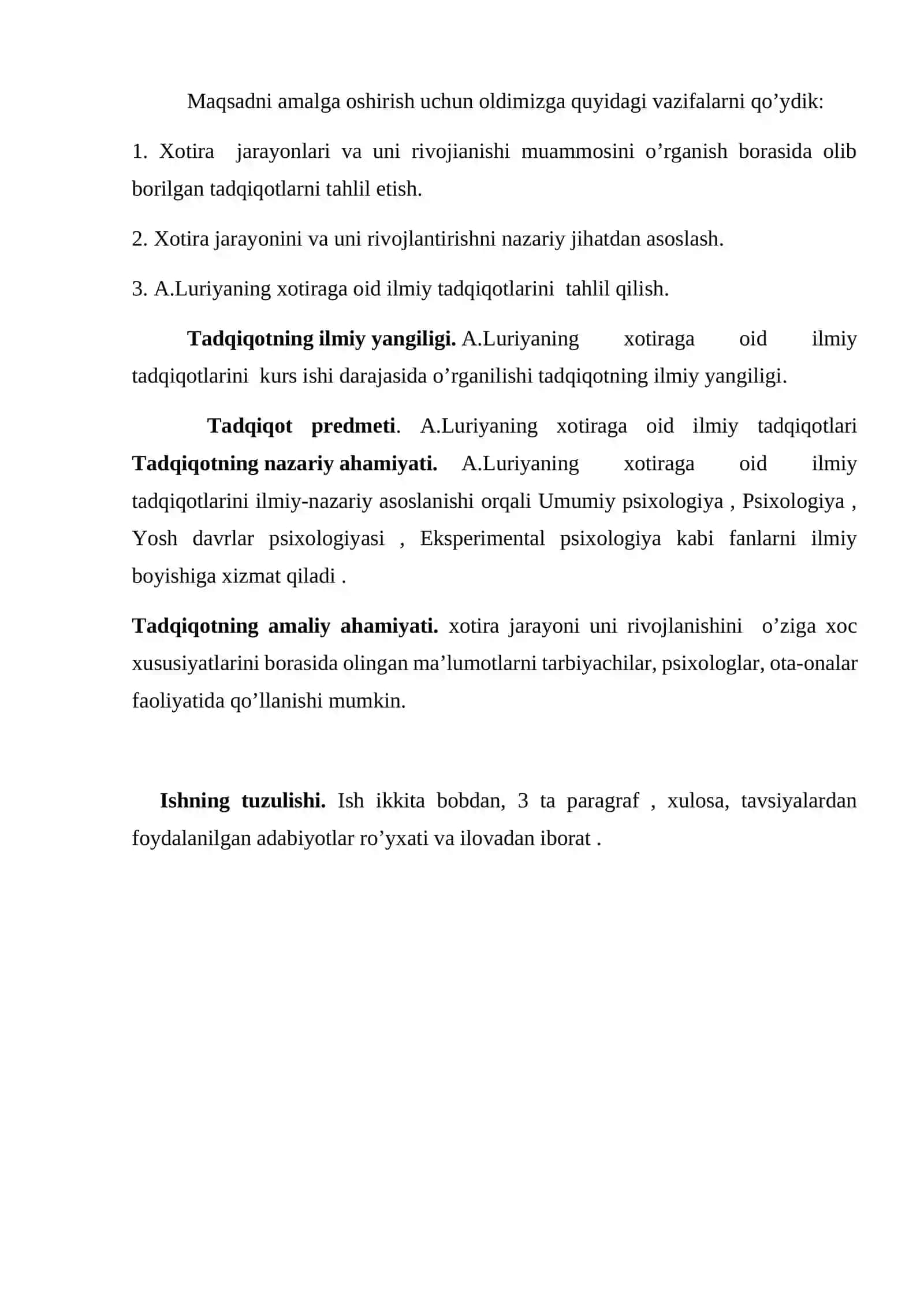 A.R Luriyaning xotiraga doir tadqiqotlari 3