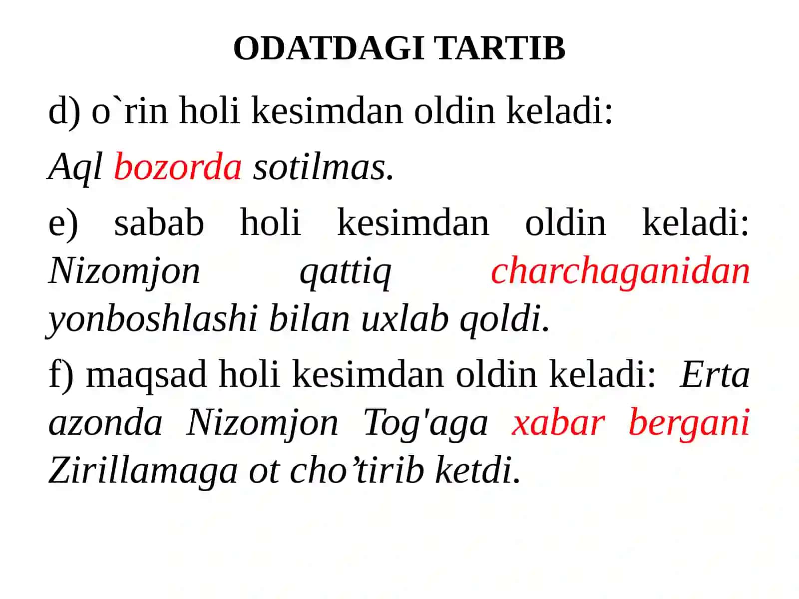 GAP BO‘LAKLARINING JOYLASHISH TARTIBI 3