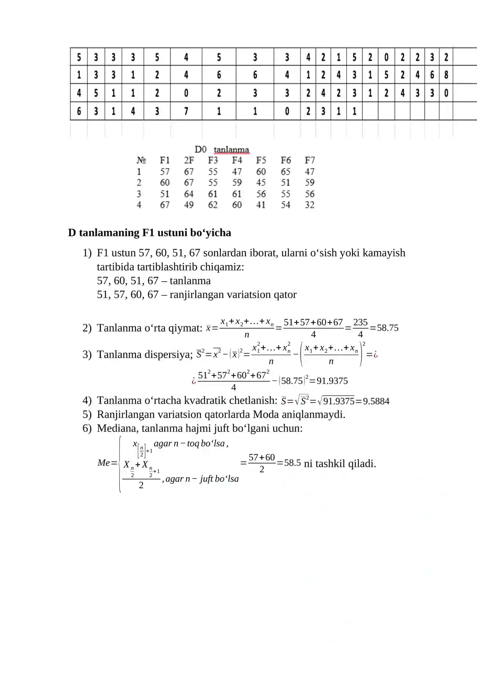 EHTIMOLLIK VA STATISTIKA FANIDAN AMALIY ISH-3 variant 8 3