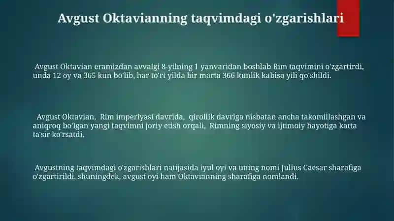 Qadimgi Rim kalendari yaratilishi 3