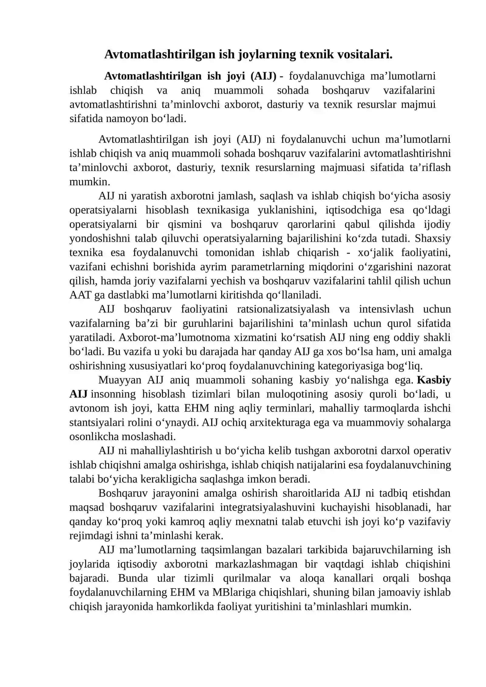 Avtomatlashtirilgan ish joylarning texnik vositalari 3