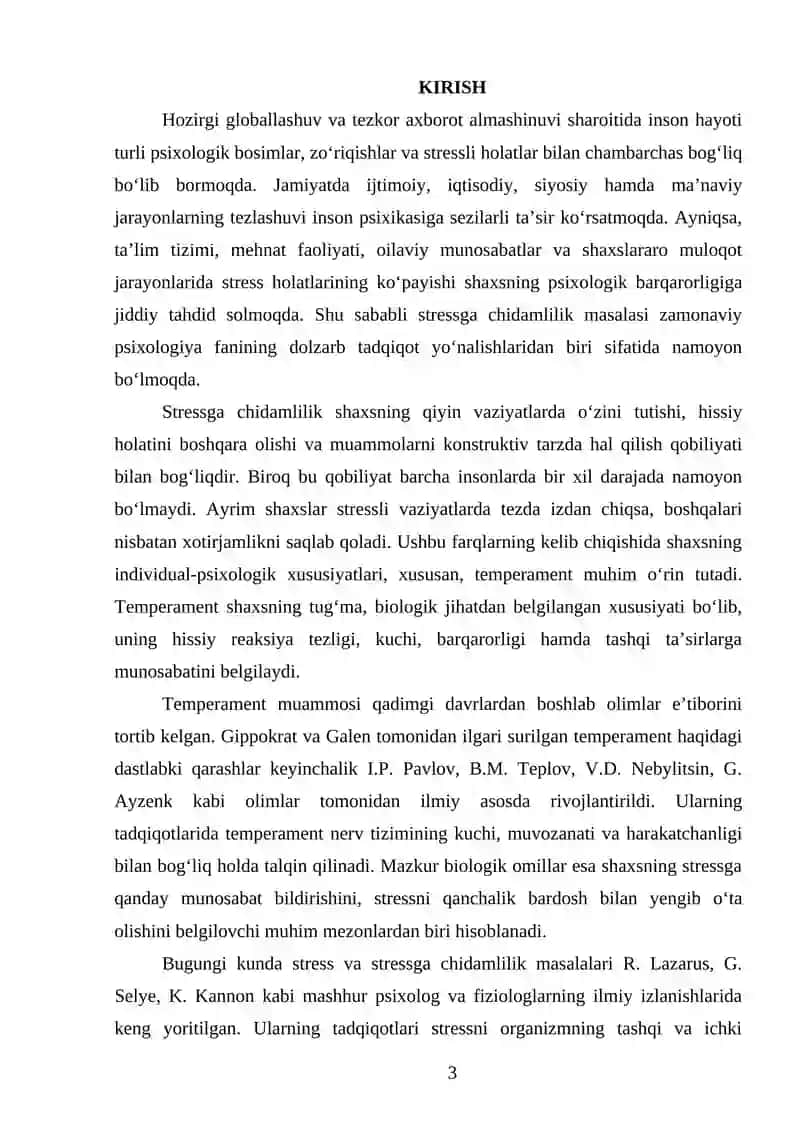Temperament va stressga chidamlilik o’rtasidagi ilmiy bog’liqlik 3