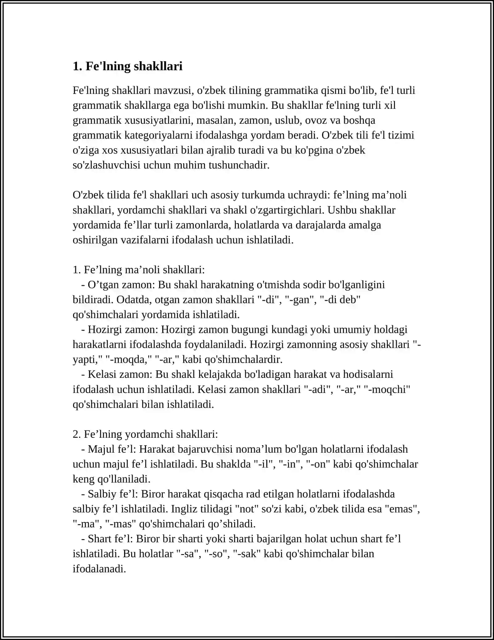 TURKIY TILLARDA SO'Z TURKUMLARI. FE'L 3