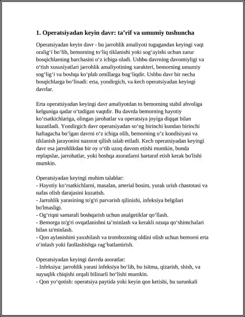 Operatsiyadan keyin davr haqida Tushuncha 3