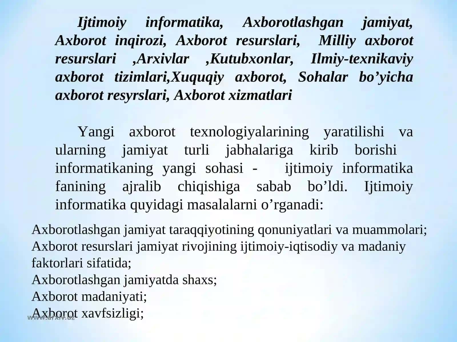 Axborotlashgan jamiyat tushunchasi 3