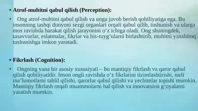 Ong. Uning xuxusiyatlari va turlari 3