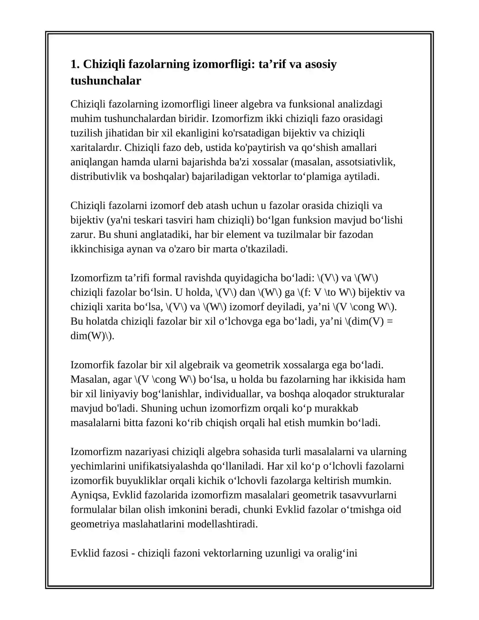 CHIZIQLI FAZOLARNING IZOMORFLIGI 3