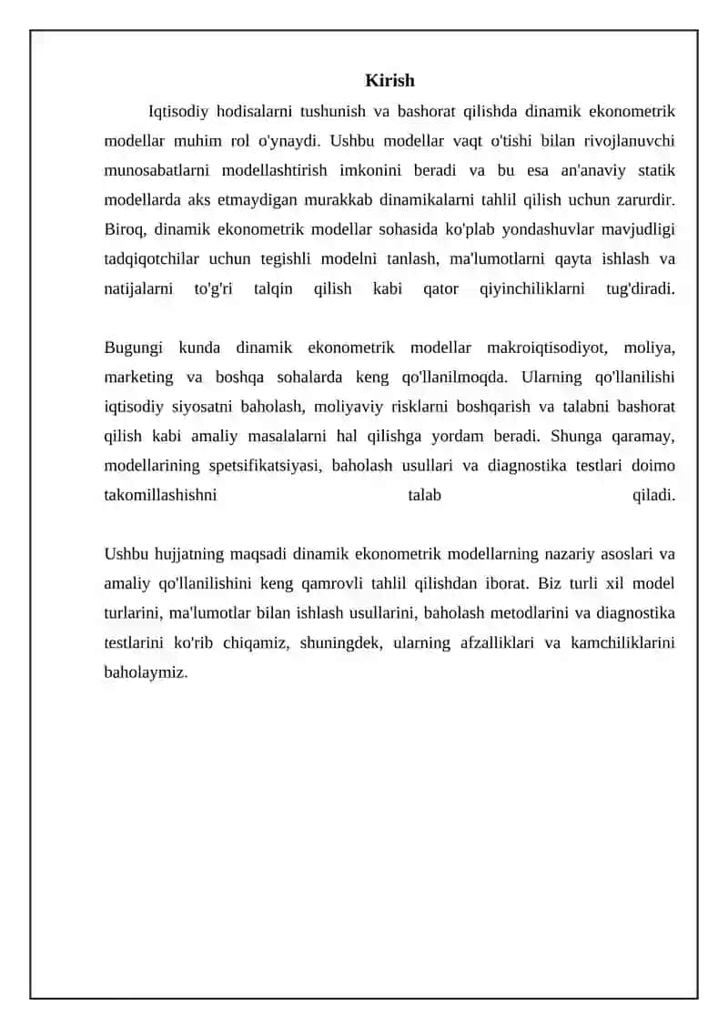 Dinamik ekonometrik modellardan foydalanish 3