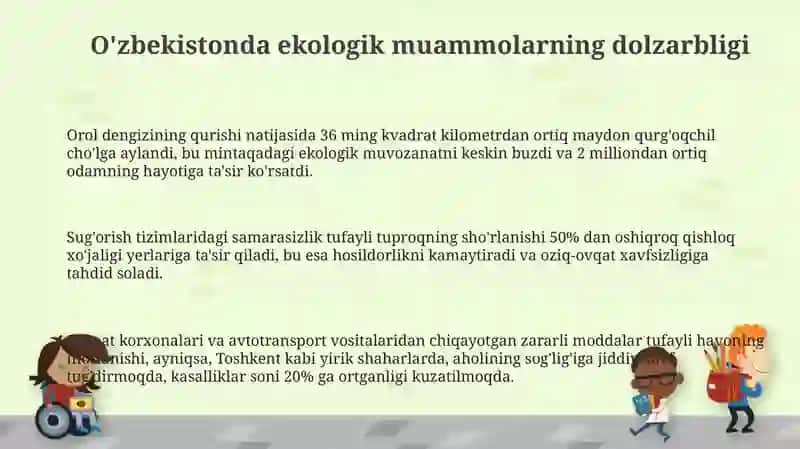 O'zbekistondagi ekologik muammolar va ulargayechim 3