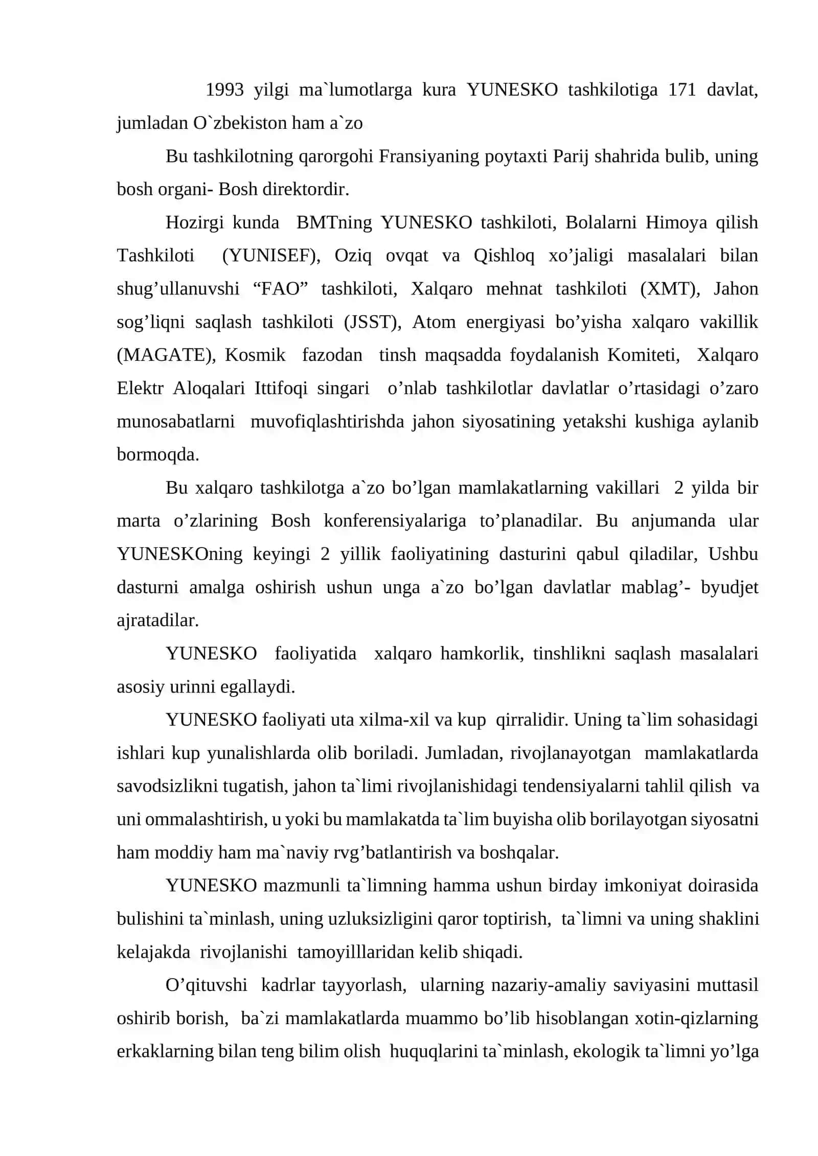 Birlashgan Millatlar Tashkilotining Bolalar jamg‘armasi (YuNISEF) 3
