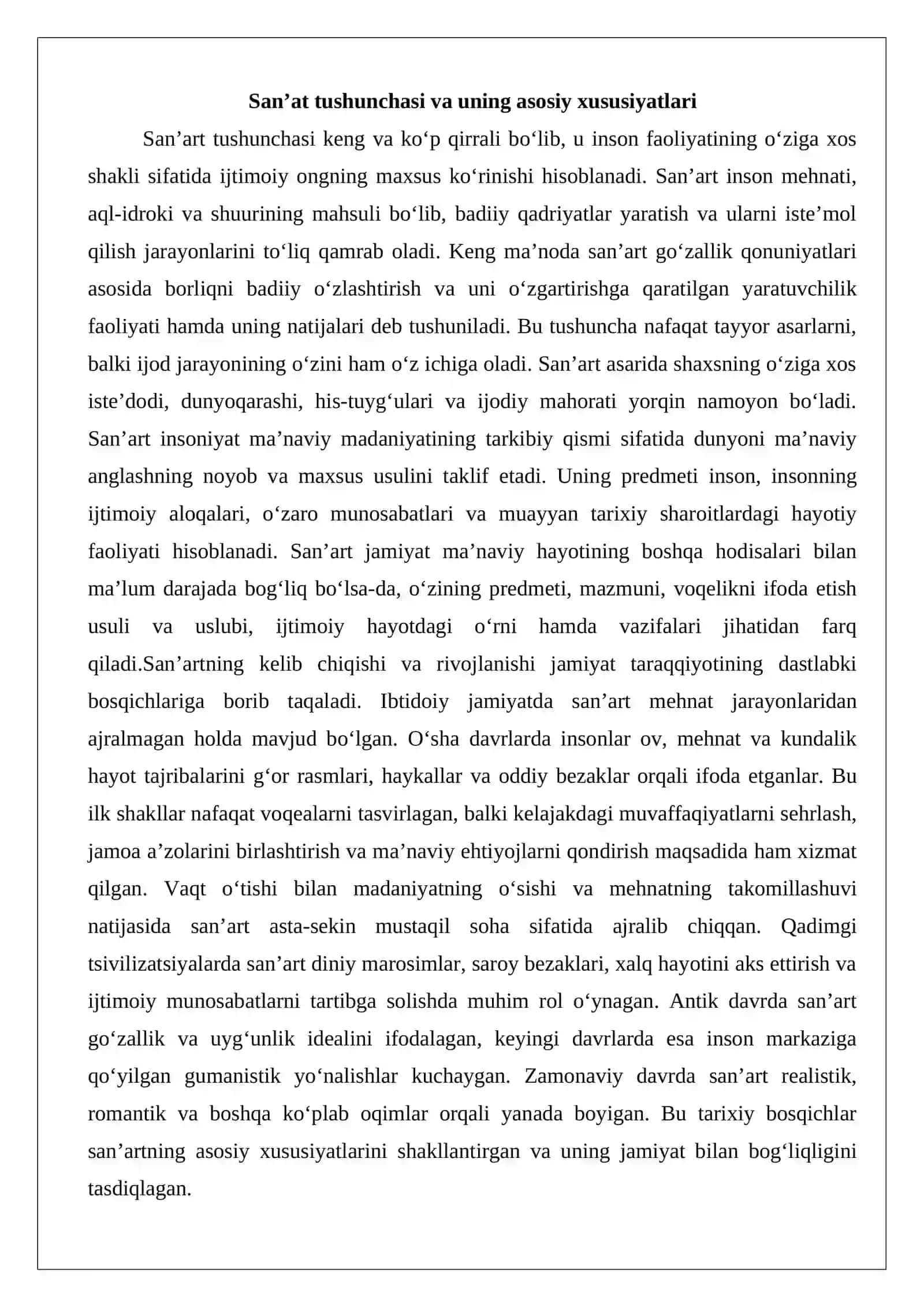 San’atning jamiyat hayotidagi o‘rni 3