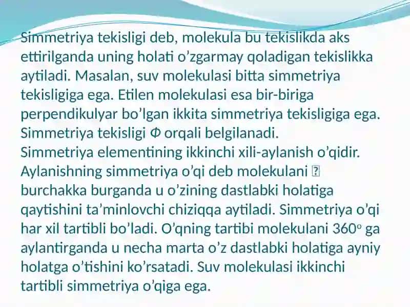 IKKI ATOMLI MOLEKULALAR ELEKTRON TO’LQIN FUNKSIYALARINING SIMMETRIYA XUSUSIYATLARI 3