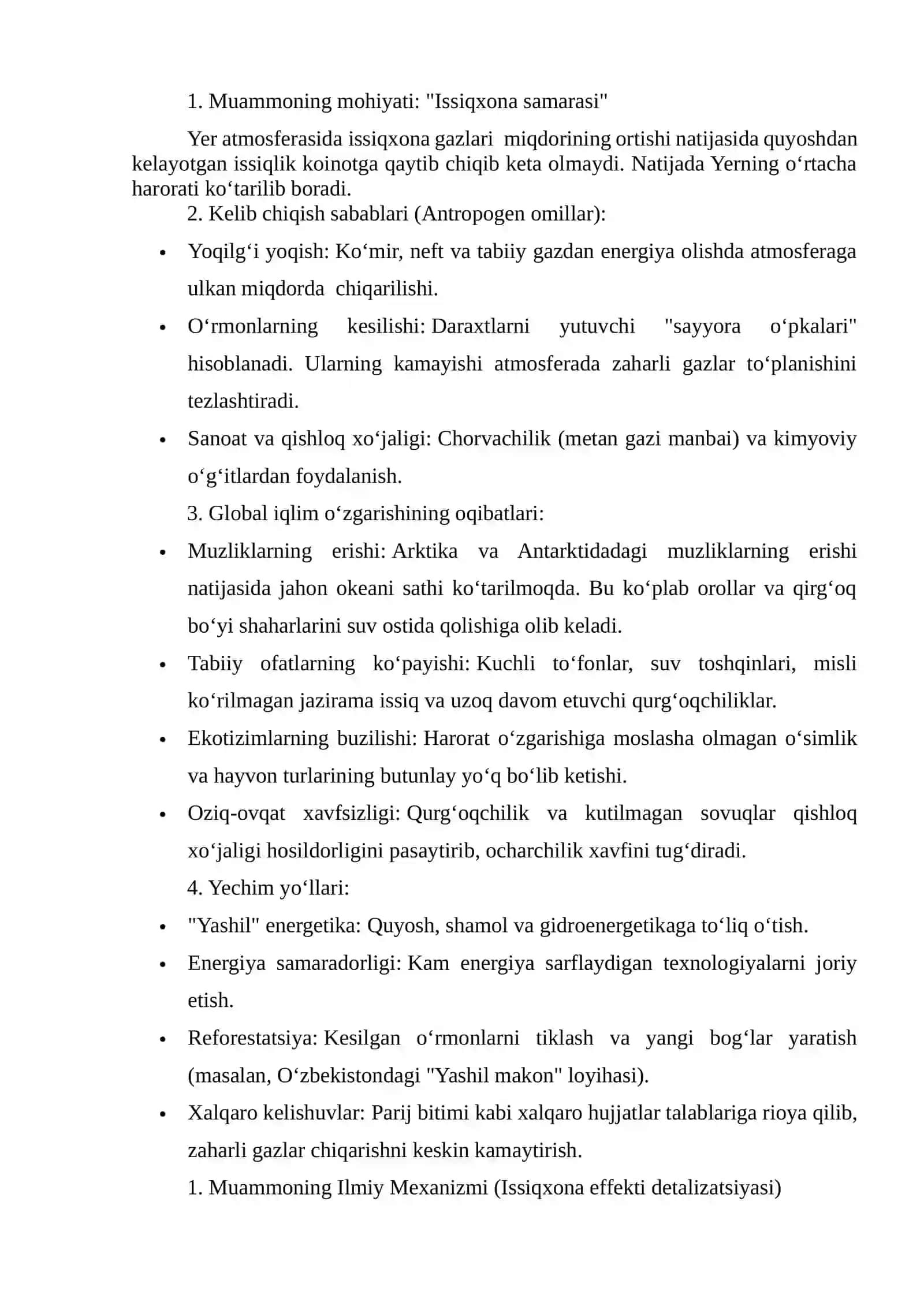 Ekologik muammolar va ularning yechimlari mustaqil ish 3