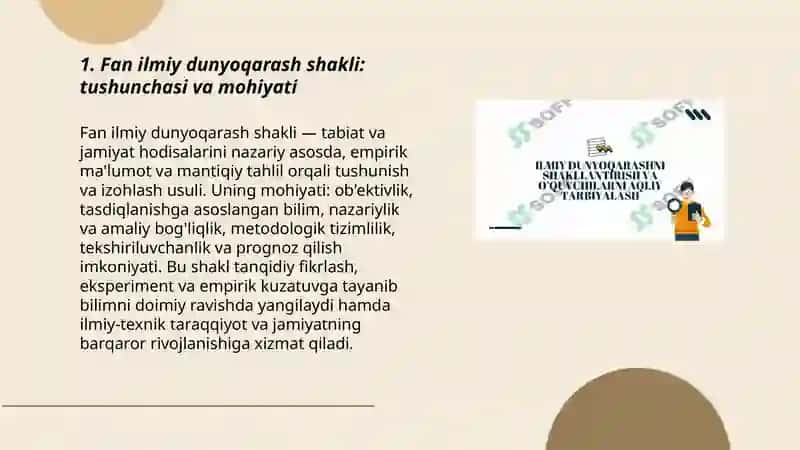 Fan ilmiy dunyoqarash shakli 3