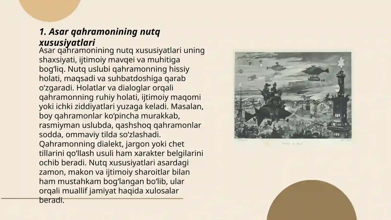 Asar qahramonining nutq xususiyatlari 3
