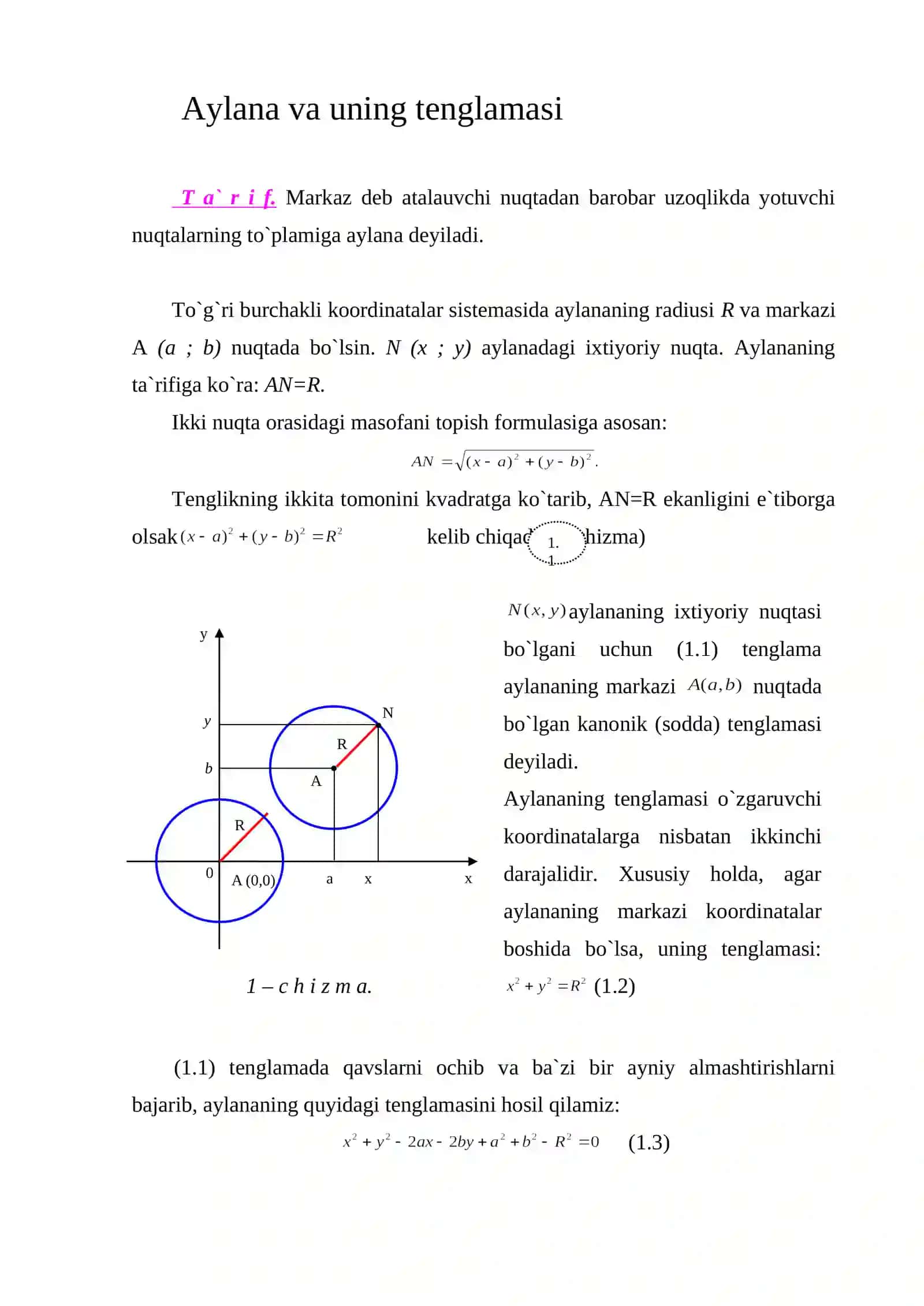 ELEMENTAR MATIMATIKA (GEOMETRIYA) FANIDAN KURS ISHI 3